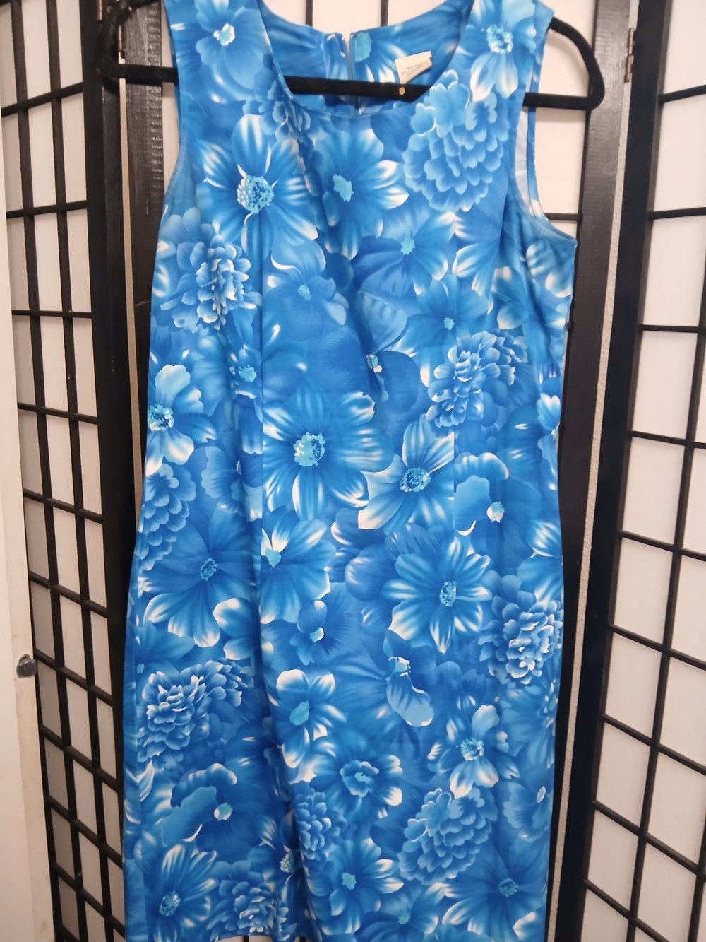 Blue Floral Sleeveless Kids Dress